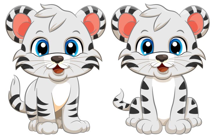 Vetor grátis personagem de desenho animado adorável bebê tigre branco