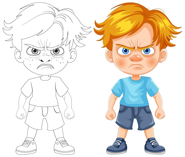 Personagem de desenho animado angry little boy