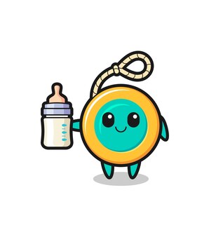 Personagem de desenho animado bebê yoyo com garrafa de leite