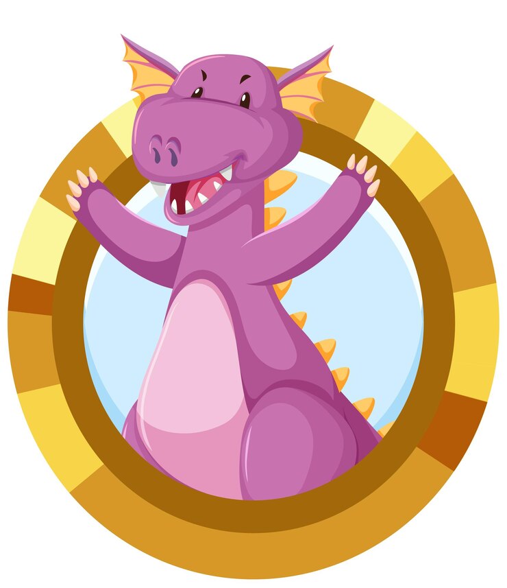 Vetor grátis personagem de desenho animado bonito dragão roxo