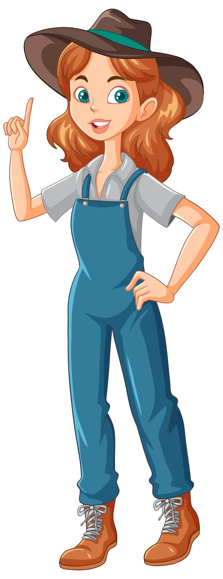 Vetor grátis personagem de desenho animado da jovem agricultora
