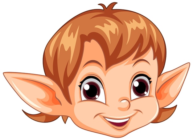 Personagem de desenho animado de cabeça de elfo fofo