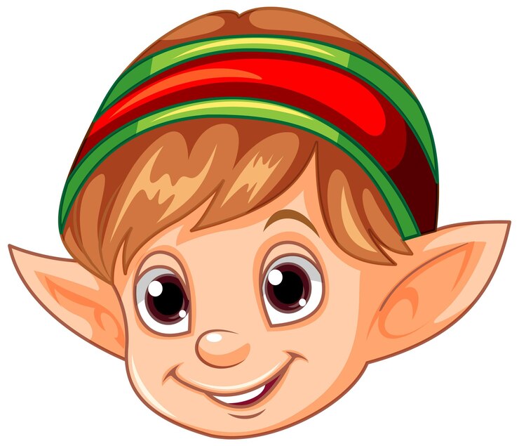 Vetor grátis personagem de desenho animado de cabeça de elfo