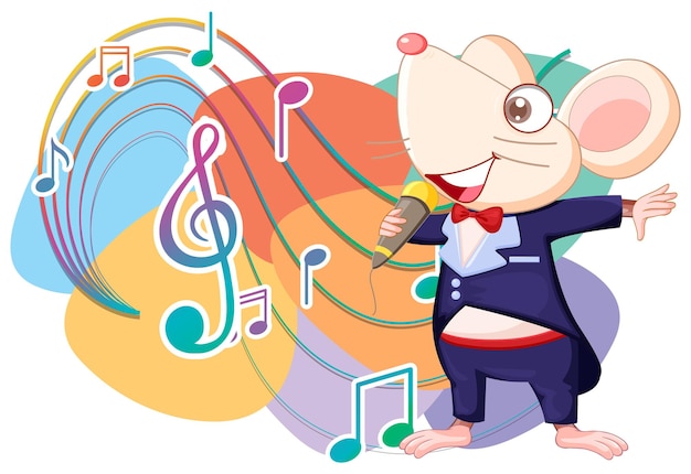 Vetor grátis personagem de desenho animado de cantor de rato em fundo branco