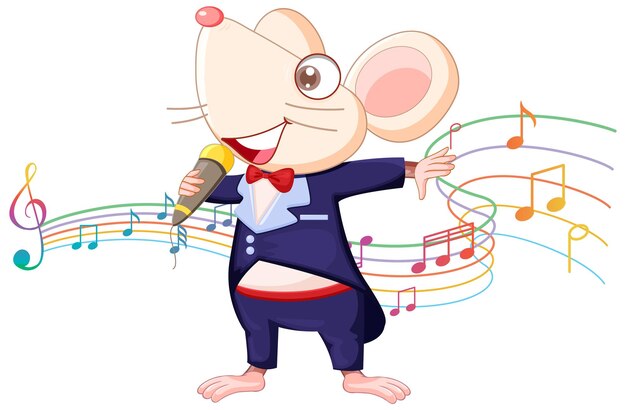 Personagem de desenho animado de cantor de rato em fundo branco