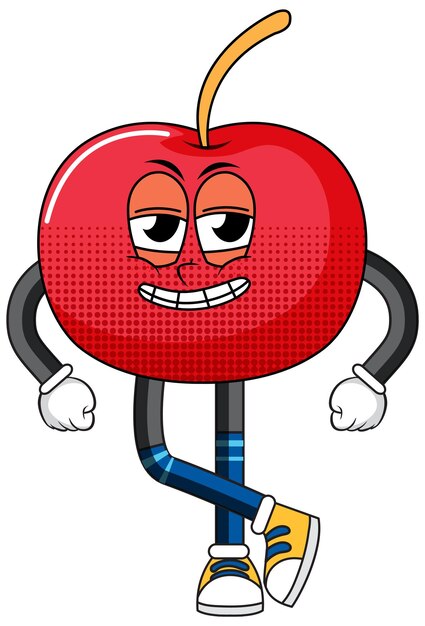 Personagem de desenho animado de cereja no fundo branco
