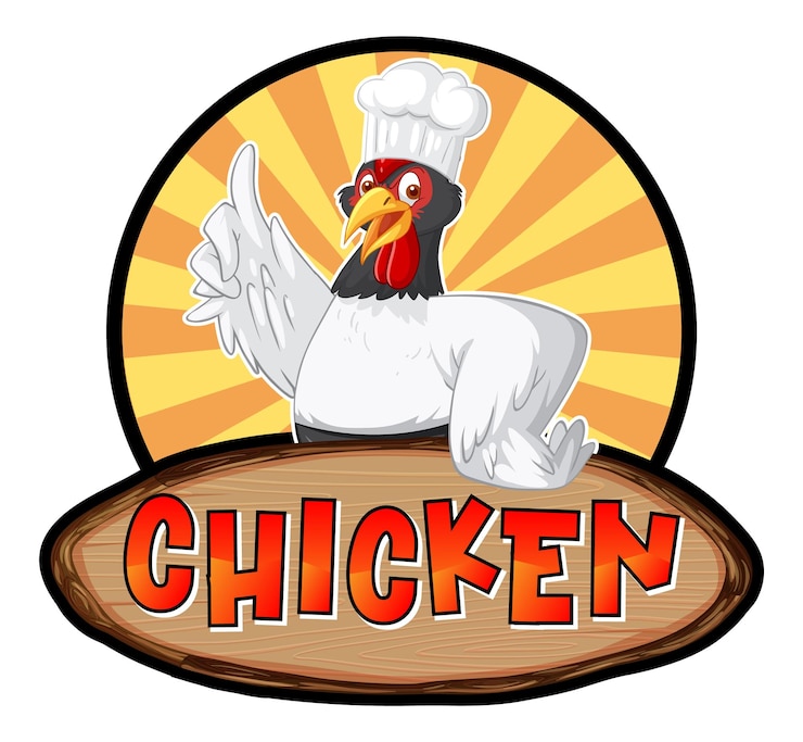 Vetor grátis personagem de desenho animado de chef de frango com banner de frango