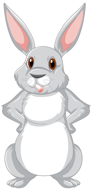 Vetor grátis personagem de desenho animado de coelho cinza fofo
