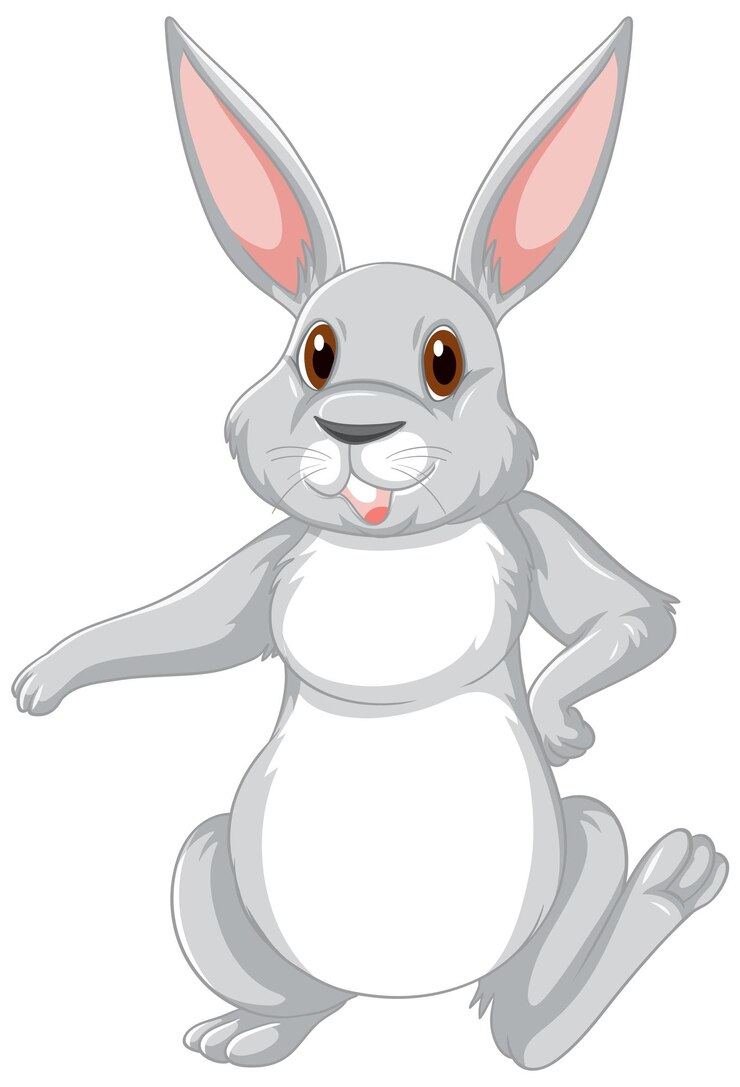 Vetor grátis personagem de desenho animado de coelho cinza fofo