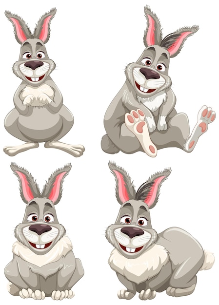 Vetor grátis personagem de desenho animado de coelho fofo