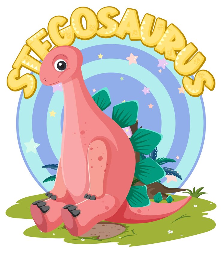 Vetor grátis personagem de desenho animado de dinossauro estegossauro bonitinho