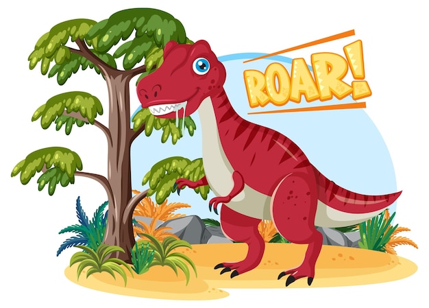 Vetor grátis personagem de desenho animado de dinossauro tiranossauro bonitinho