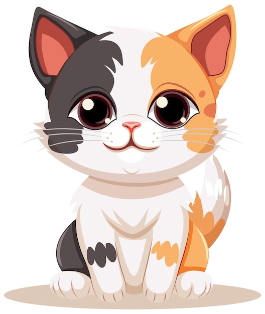 Personagem de desenho animado de gatinho de olhos doces