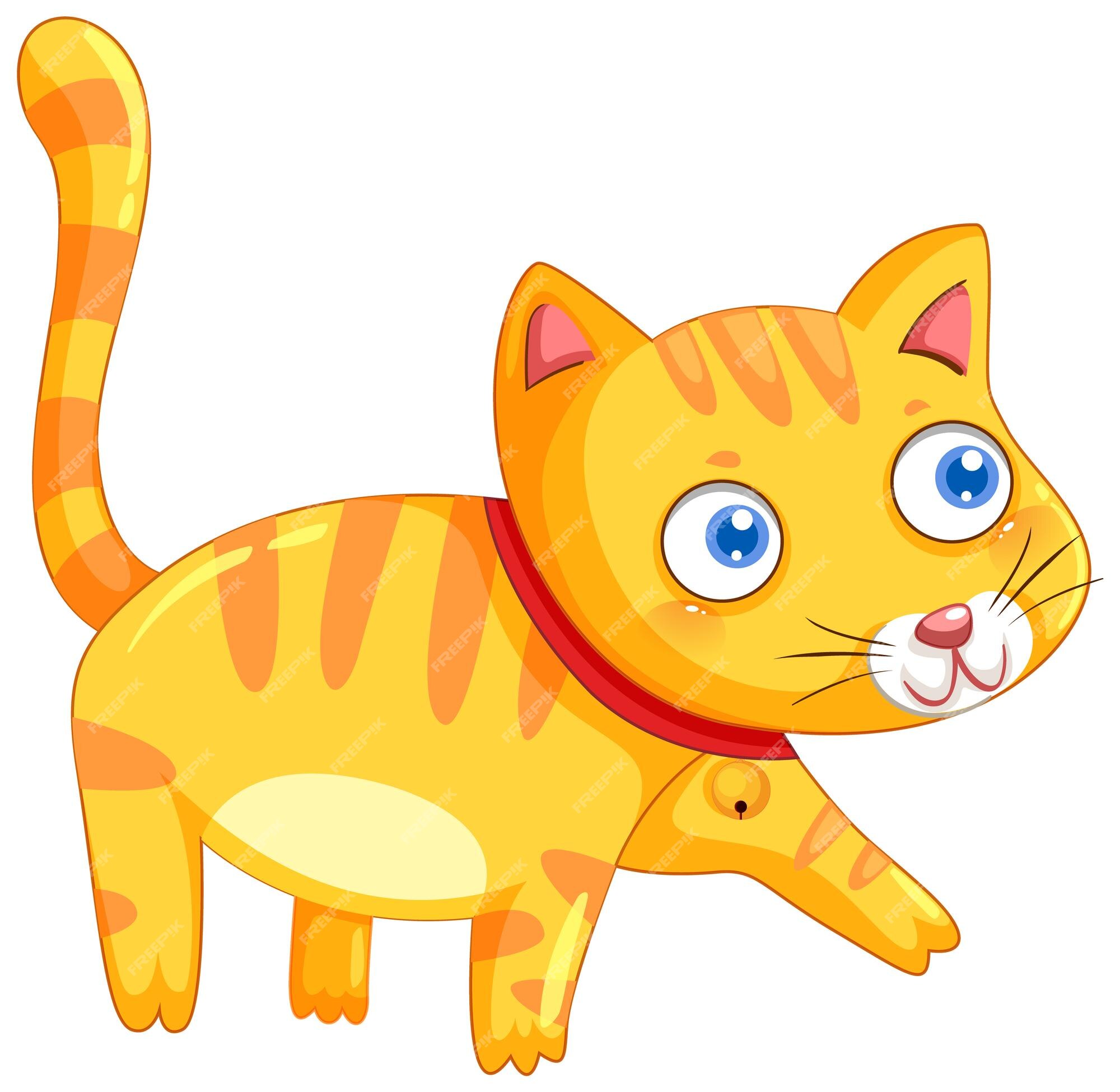 Desenhos Animados Desenhados à Mão E Clipart De Gato Amarelo PNG , Gato,  Animal, Linha Imagem PNG e PSD Para Download Gratuito