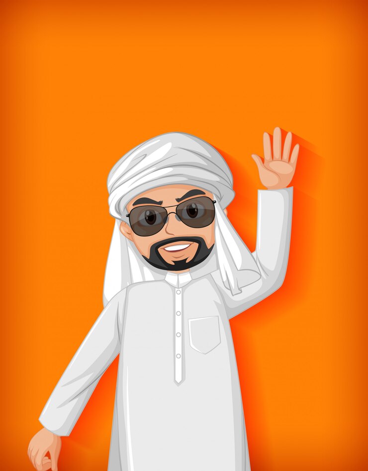 Vetor grátis personagem de desenho animado de homem árabe