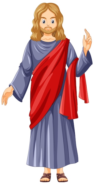 Personagem de desenho animado de Jesus em fundo branco