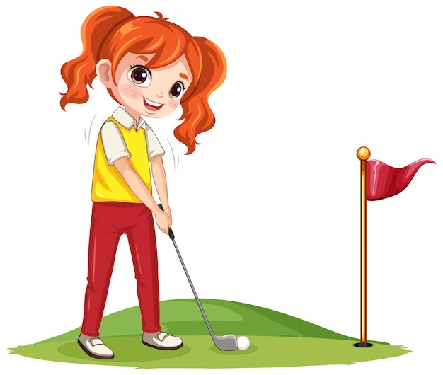 Personagem de desenho animado de jogador de golfe profissional isolado