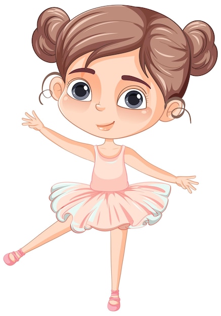 Personagem de desenho animado de linda garota com roupa de balé rosa