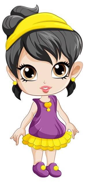 Personagem de desenho animado de linda garota usando bandana