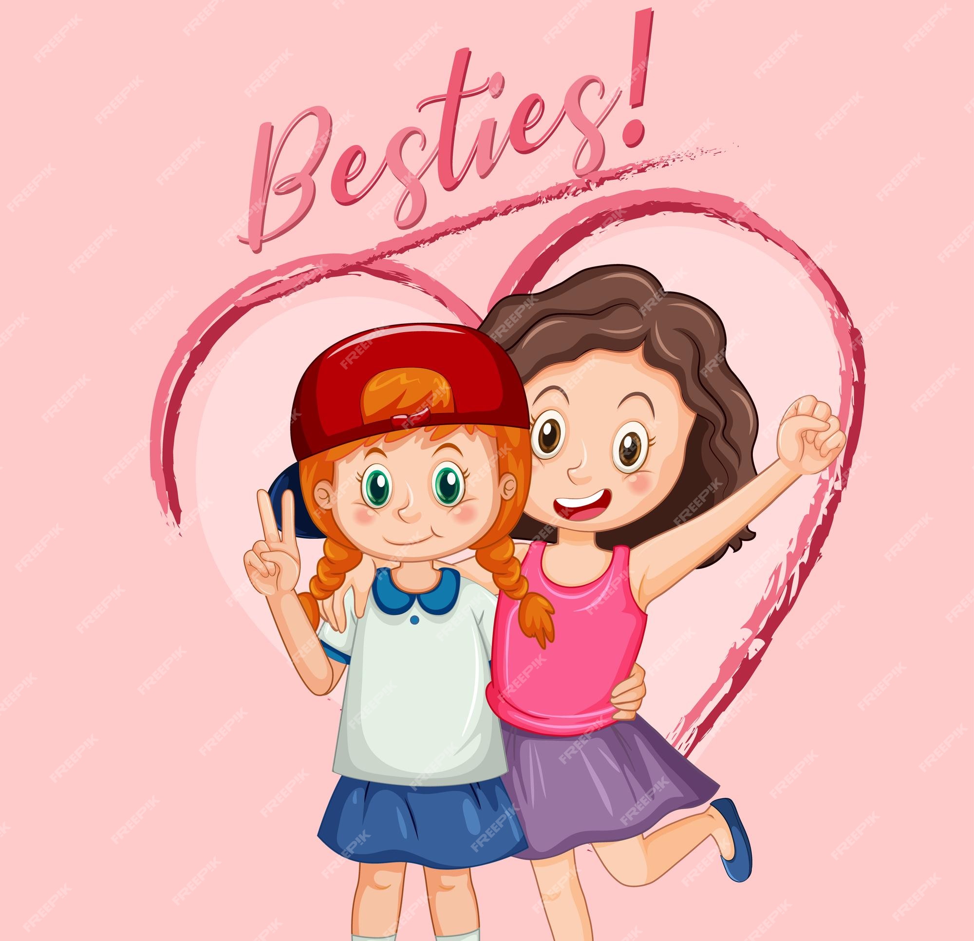 Fundo Desenho Bonito De Meninas Sentadas Uma Ao Lado Da Outra Fundo, Imagem  Bff Para Desenhar, Jovem, Desenho Imagem de plano de fundo para download  gratuito