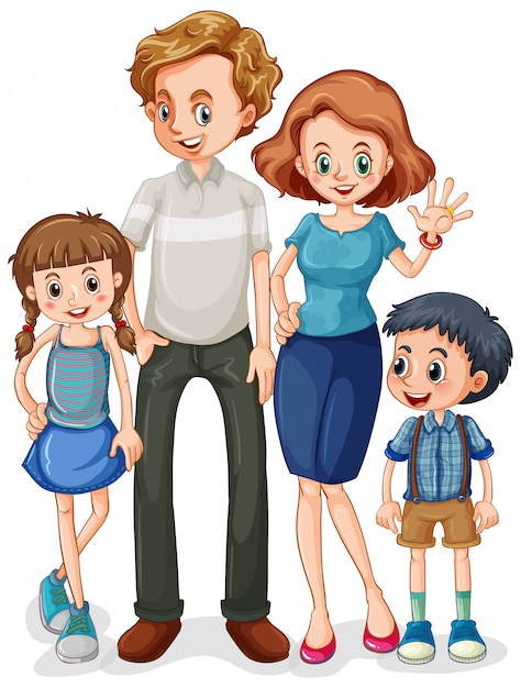 Personagem de desenho animado de membro da família em fundo branco