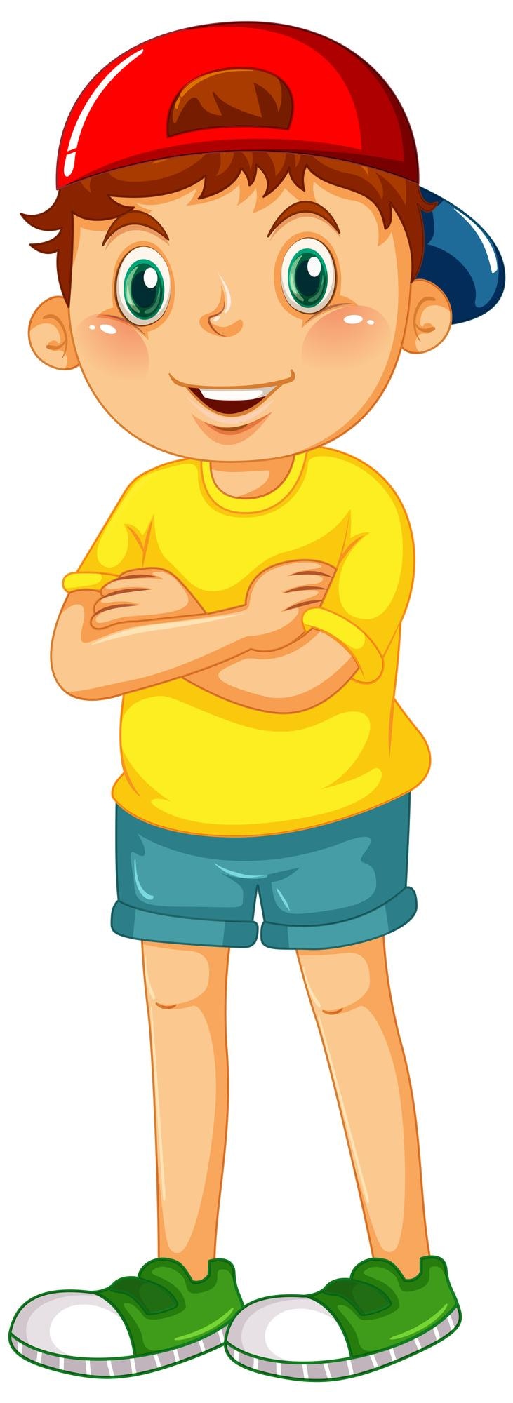 Vetor grátis personagem de desenho animado de menino bonito em fundo branco