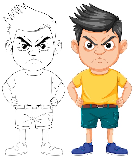 Vetor grátis personagem de desenho animado de menino com raiva