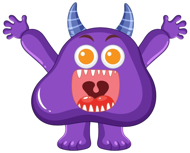 Personagem de desenho animado de monstro alienígena roxo com boca