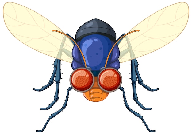 Vetor grátis personagem de desenho animado de mosca feliz