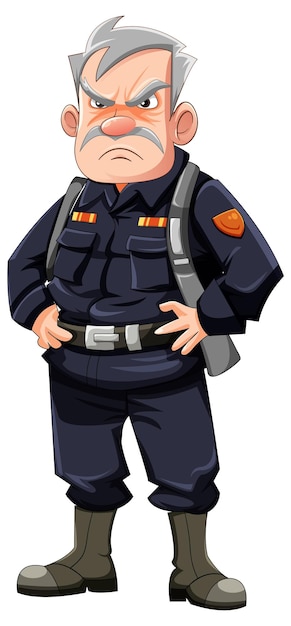 Personagem de desenho animado de oficial do exército mal-humorado