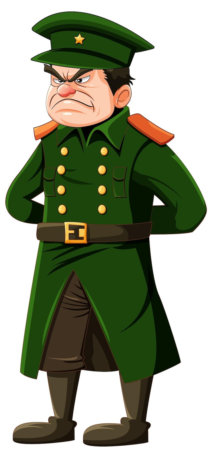 Vetor grátis personagem de desenho animado de oficial do exército mal-humorado