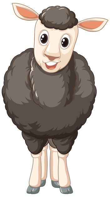 Personagem de desenho animado de ovelha negra isolada em fundo branco