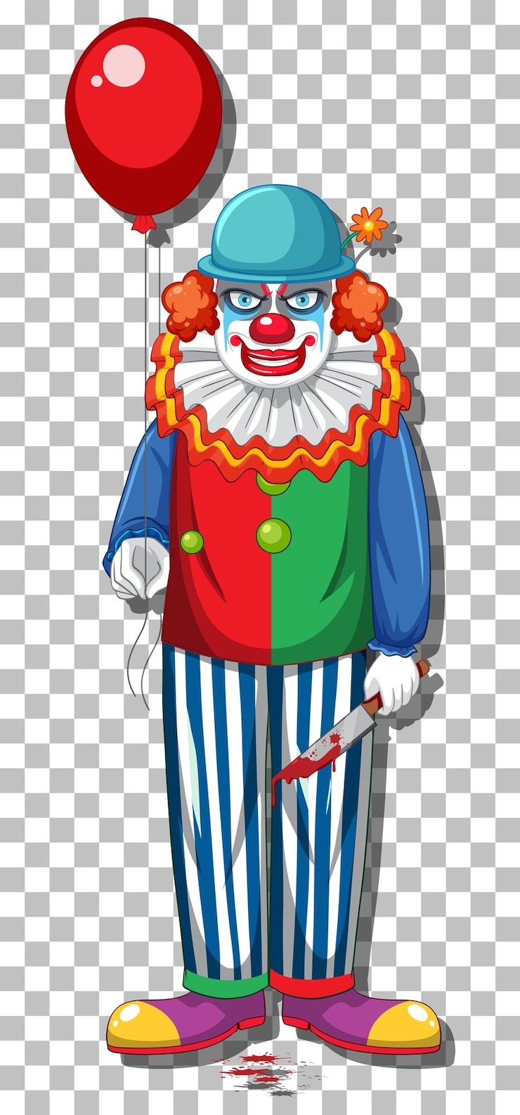 Vetor grátis personagem de desenho animado de palhaço assustador