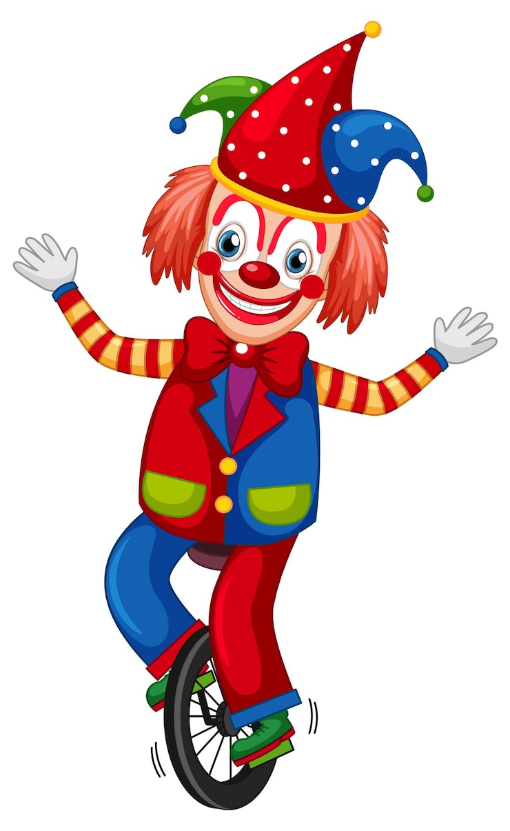 Vetor grátis personagem de desenho animado de palhaço colorido