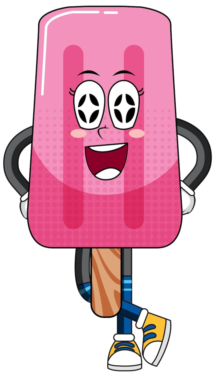 Vetor grátis personagem de desenho animado de sorvete no fundo branco