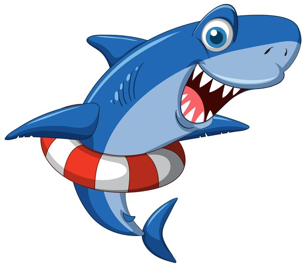 Personagem de desenho animado de tubarão sorridente