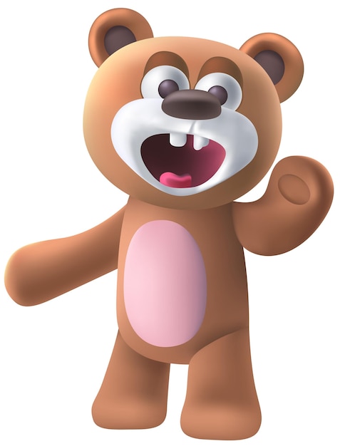 Vetor grátis personagem de desenho animado de urso fofo 3d