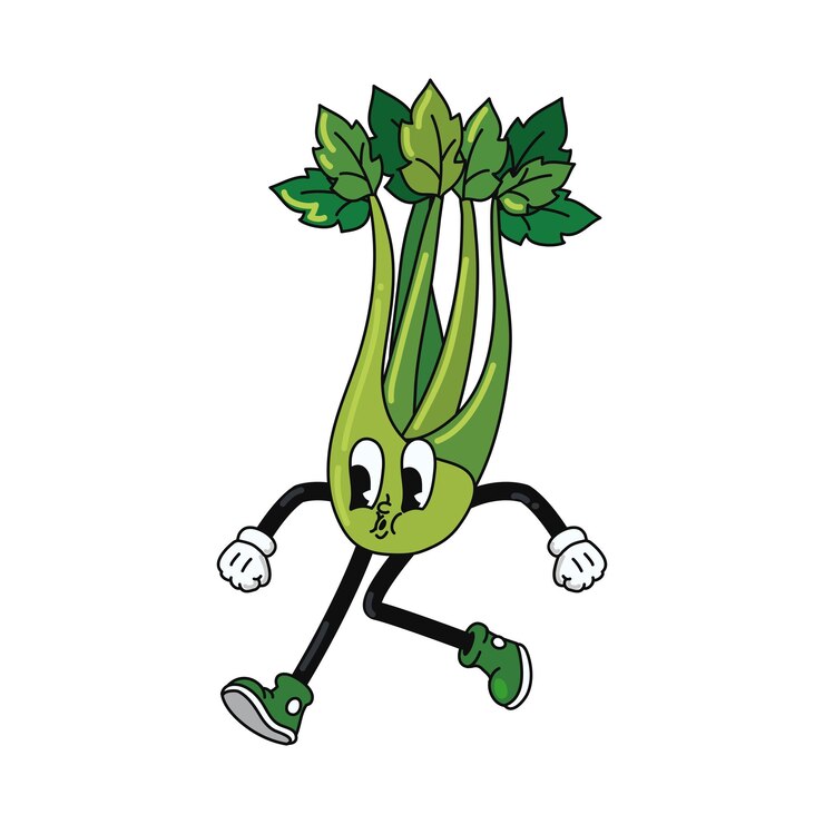 Vetor grátis personagem de desenho animado de vegetais ícone de aipo isolado