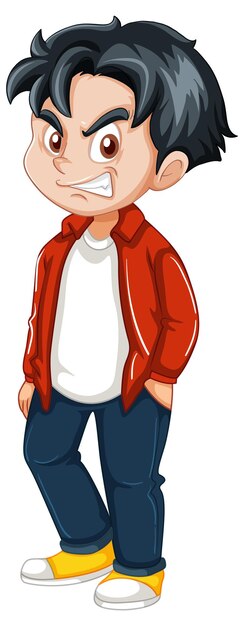 Personagem de desenho animado do adolescente no fundo branco