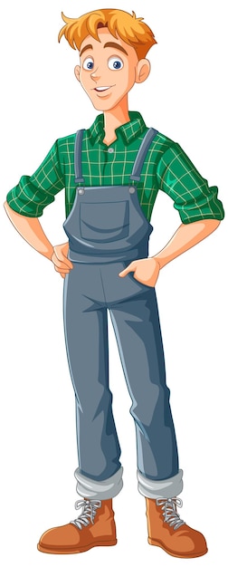 Vetor grátis personagem de desenho animado do jovem agricultor