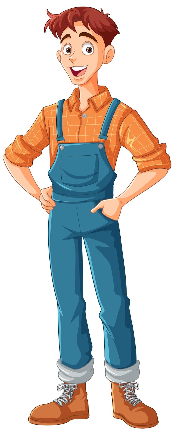Vetor grátis personagem de desenho animado do jovem agricultor
