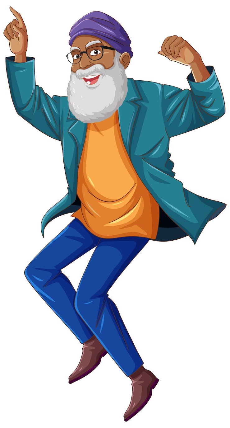 Vetor grátis personagem de desenho animado do velho indiano