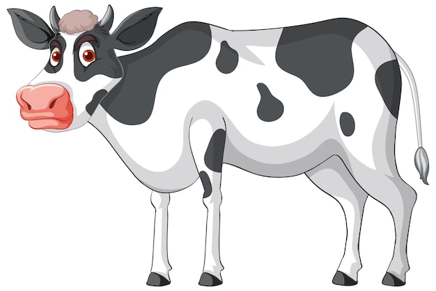 Personagem de desenho animado em pé de vaca leiteira