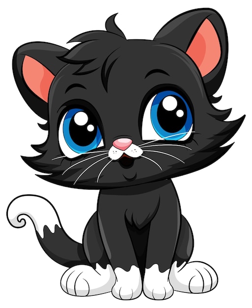 Vetor grátis personagem de desenho animado fofo de gato preto