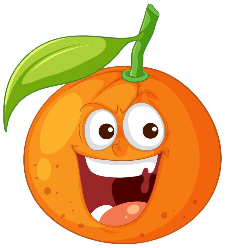 Vetor grátis personagem de desenho animado laranja feliz