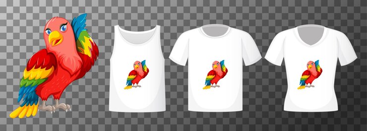 Vetor grátis personagem de desenho animado lovebird com muitos tipos de camisas