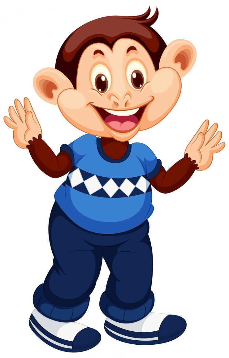 Vetor grátis personagem de desenho animado macaco feliz