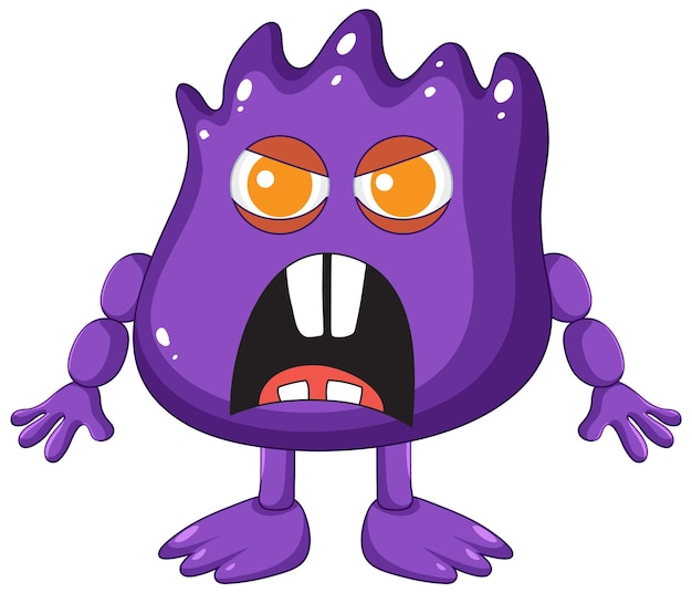 Personagem de desenho animado monstro alienígena roxo com dentes