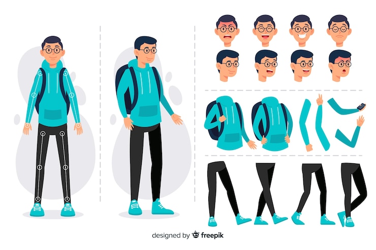 Vetor grátis personagem de desenho animado para design de movimento