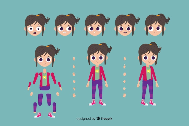 Vetor grátis personagem de desenho animado para design de movimento